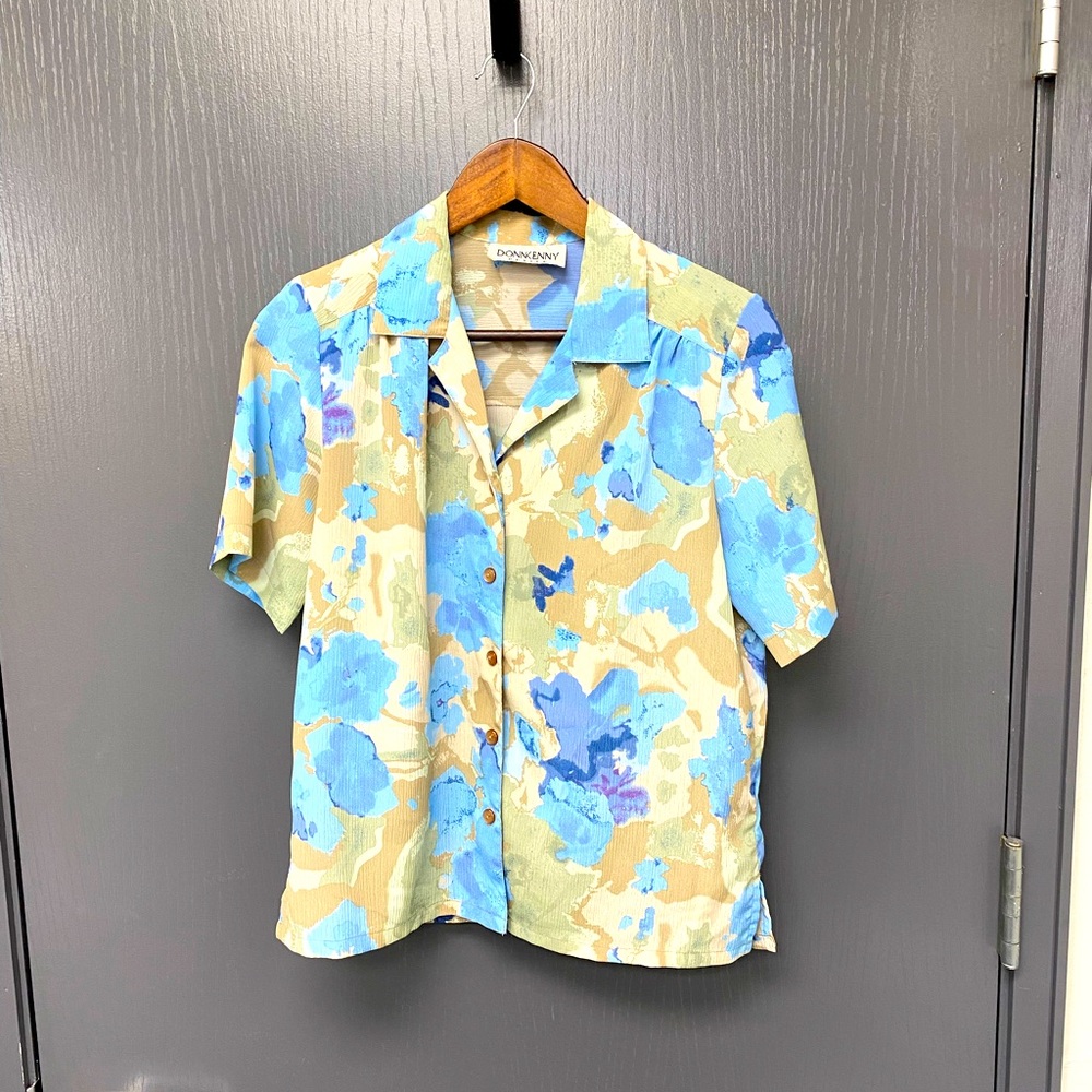VTG DonnKenny Petite XL Button Down Retro Print